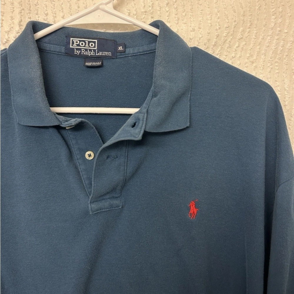 Polo Ralph Lauren Classic Fit Polo Shirt Blue Size XL Logo Man Vintage Navy